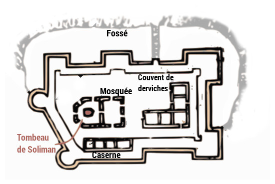 Plan approximatif de 1664 − tracé lissé.